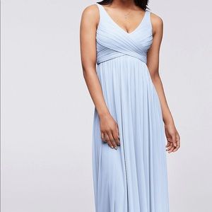 Long Mesh Dress with Cowl Back Detail - Ice Blue
